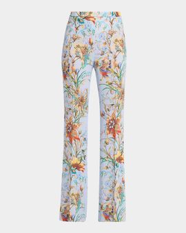 Etro High-Rise Floral-Print Bootcut-Leg Trousers