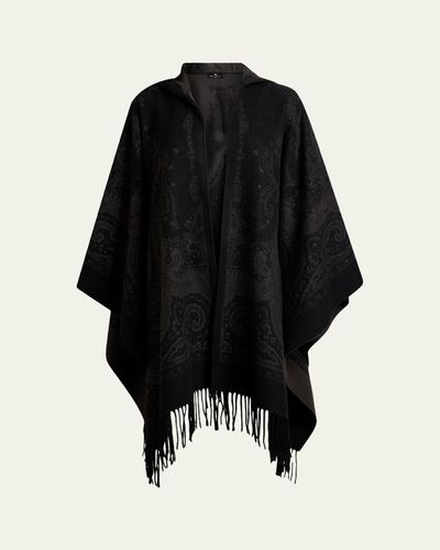 Etro Hooded Paisley Jacquard Wool Cape