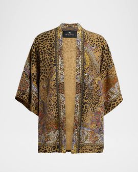 Etro Kesa Paisley and Animal-Print Silk Jacket