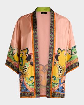 Etro Kesa Silk Jacquard Open-Front Jacket