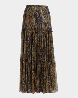 Etro Long Silk Paisley Skirt