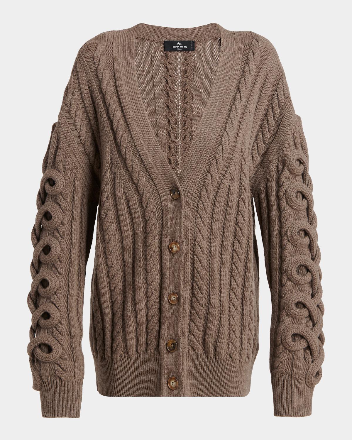 Etro Loop Cable Knit V-Neck Cardigan