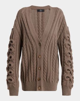 Etro Loop Cable Knit V-Neck Cardigan