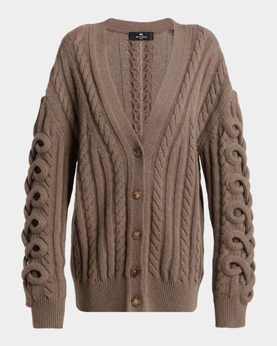 Etro Loop Cable Knit V-Neck Cardigan