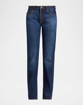 Etro Mid-Rise Studded Straight-Leg Jeans