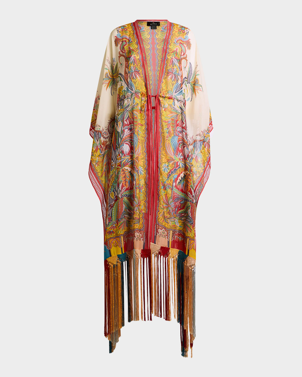 Etro Multicolor Fringe-Trim Kaftan Coverup