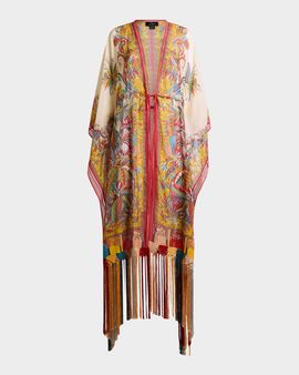 Etro Multicolor Fringe-Trim Kaftan Coverup