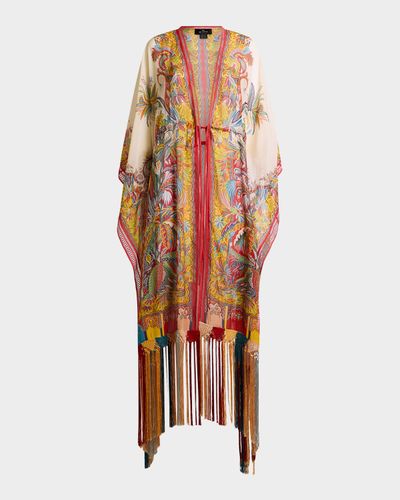 Etro Multicolor Fringe-Trim Kaftan Coverup