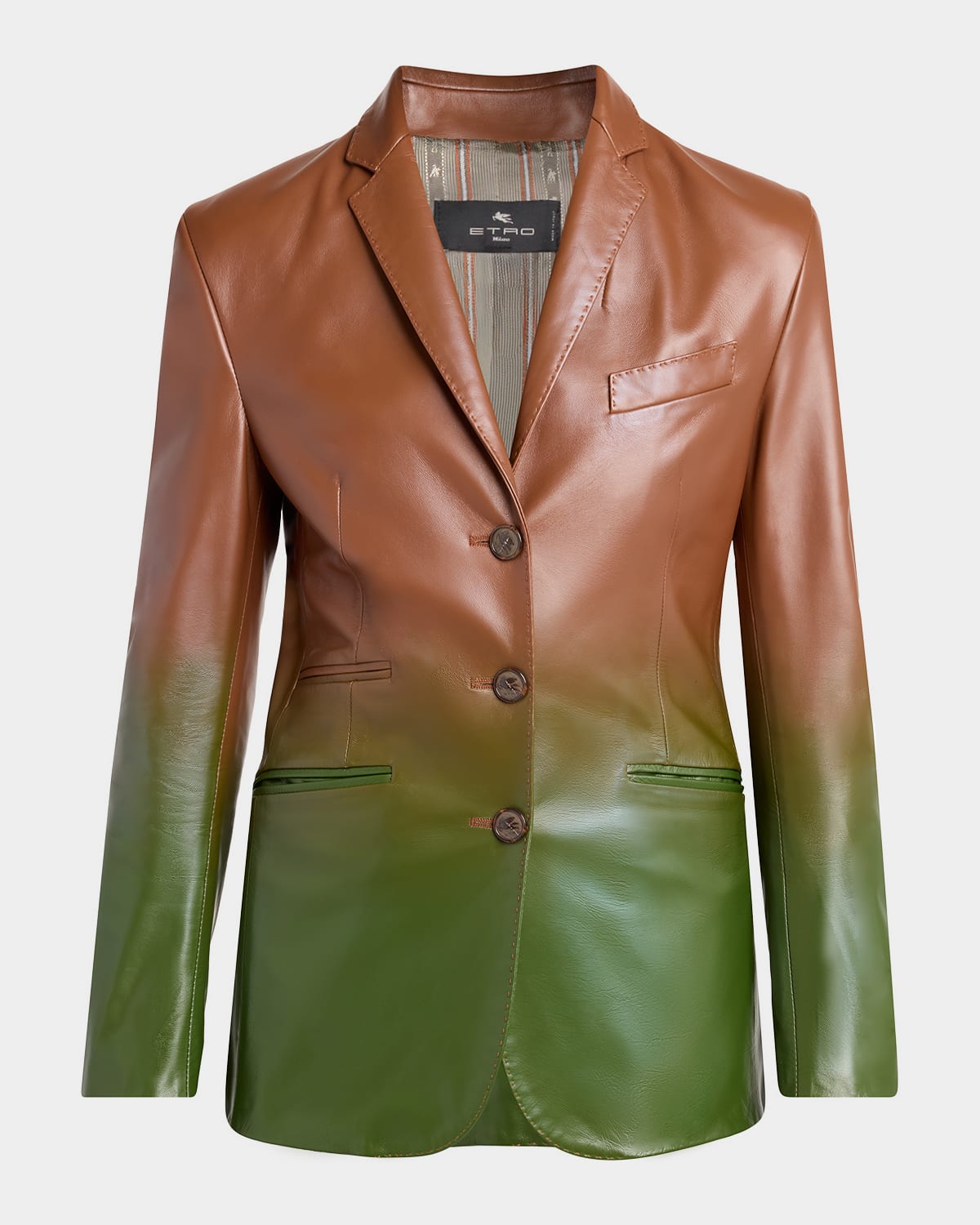 Etro Ombre Leather Single-Breasted Jacket
