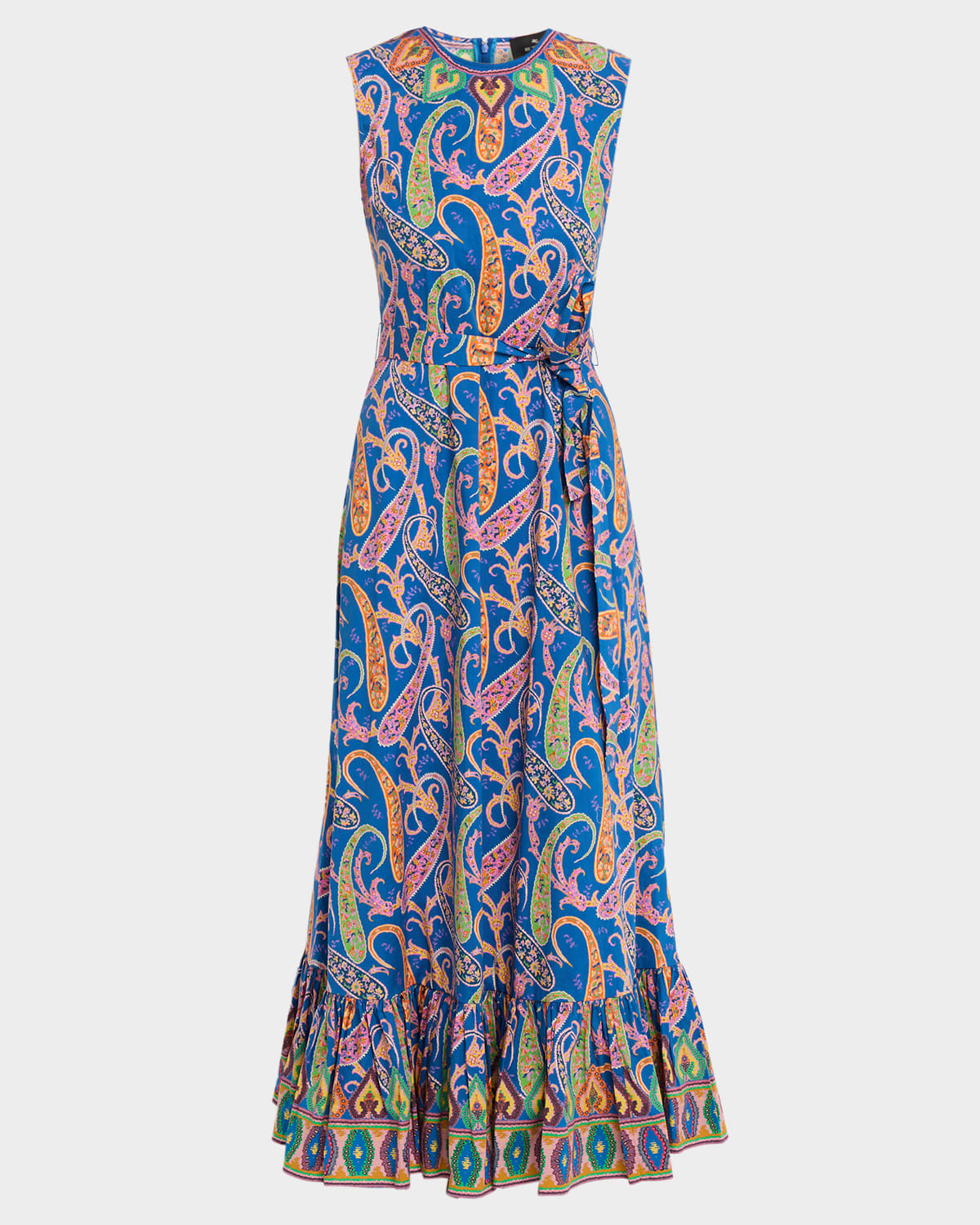 Etro Paisley-Print Cotton Ruffle A-Line Maxi Dress