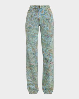 Etro Paisley-Print Denim Flared Jeans