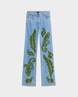 Etro Paisley-Print Denim Straight-Leg Jeans