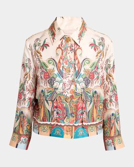 Etro Paisley-Print Silk Cropped Jacket