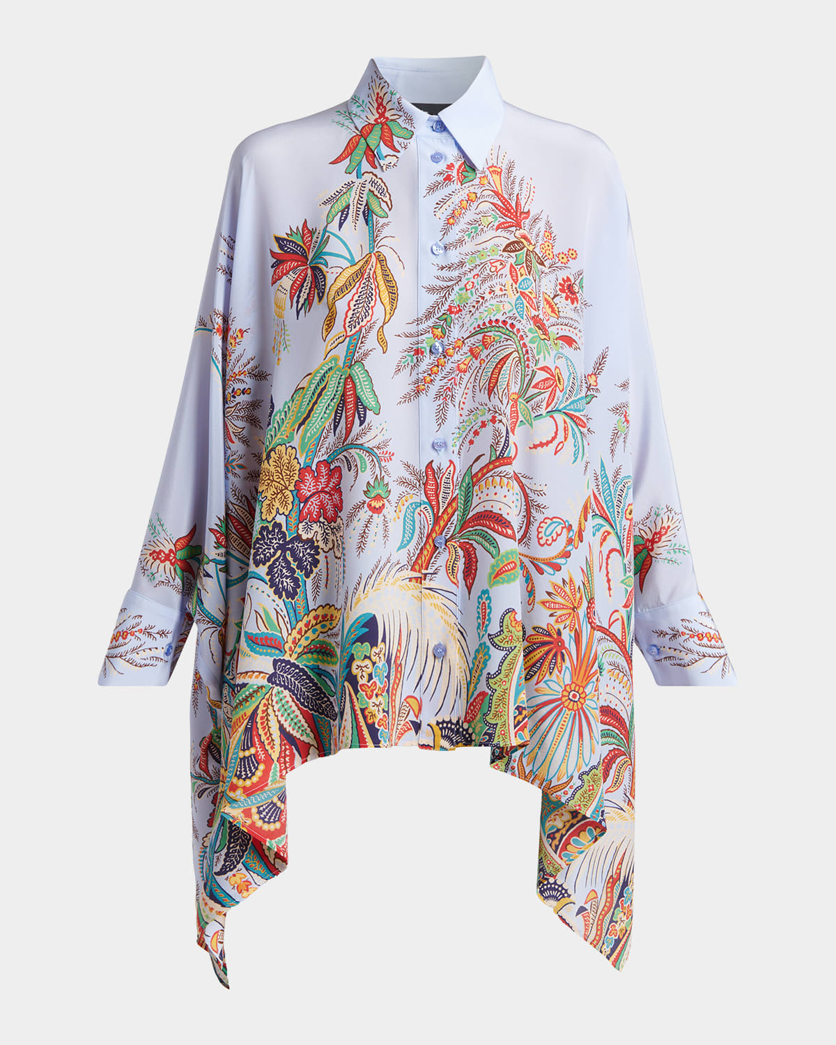 Etro Paisley-Print Silk Handkerchief Button-Down Shirt