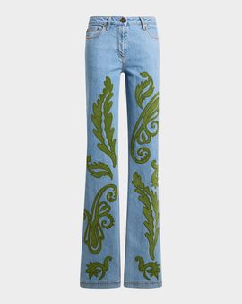 Etro Paisley Embroidered Bootcut Jeans