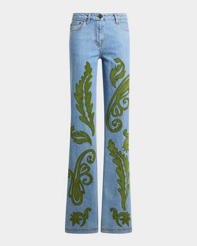 Etro Paisley Embroidered Bootcut Jeans