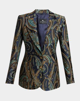 Etro Paisley Jacquard Single-Breasted Fitted Jacket