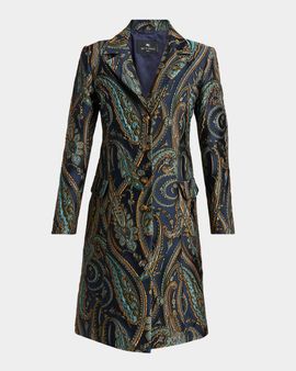 Etro Paisley Jacquard Single-Breasted Long Coat