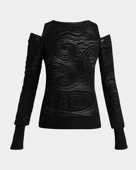 Etro Paisley Knit Cold-Shoulder Crewneck Sweater
