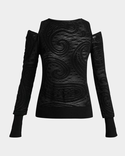 Etro Paisley Knit Cold-Shoulder Crewneck Sweater