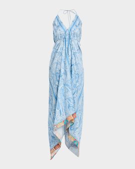 Etro Paisley Silk Asymmetric Maxi Dress Coverup