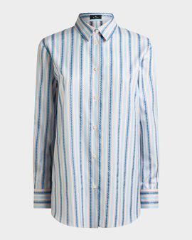 Etro Paisley Striped Cotton Button-Down Shirt