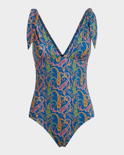 Etro Paisley Tie-Shoulder One-Piece Swimsuit