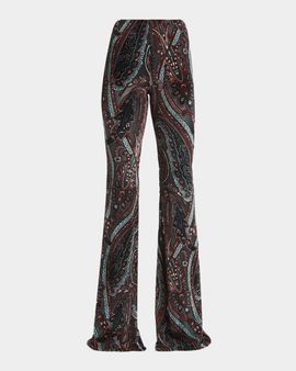 Etro Paisley Velvet Burnout Flare Pants