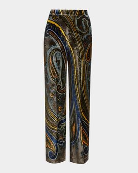 Etro Paisley Velvet Straight-Leg Pants