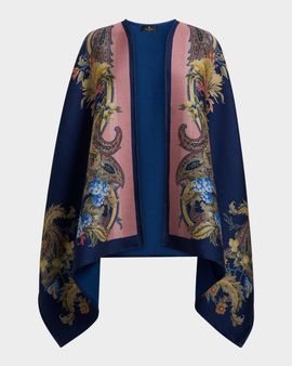 Etro Paisley Wool-Blend Jacquard Cape