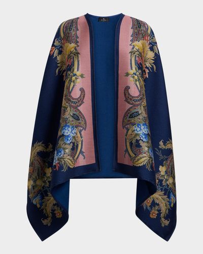 Etro Paisley Wool-Blend Jacquard Cape