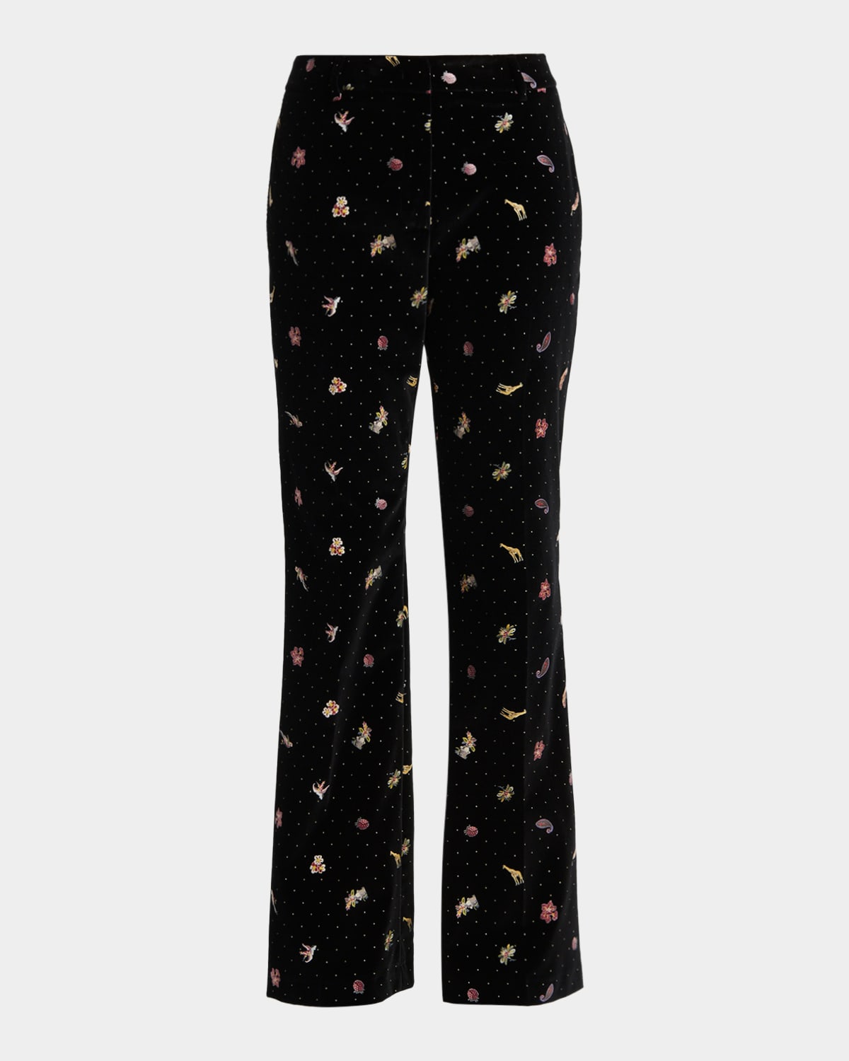 Etro Polka-Dot Velvet Flare Trousers