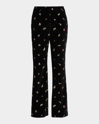 Etro Polka-Dot Velvet Flare Trousers