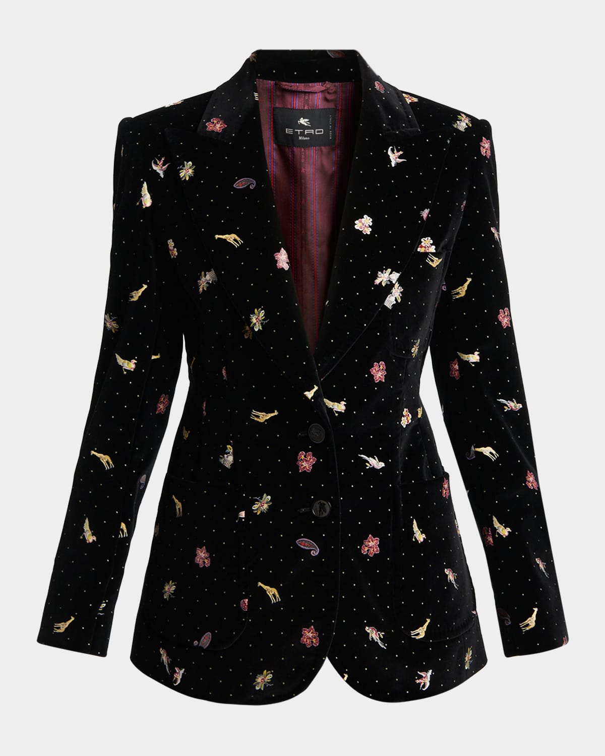 Etro Polka-Dot Velvet Single-Breasted Jacket