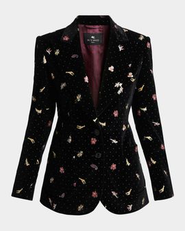 Etro Polka-Dot Velvet Single-Breasted Jacket