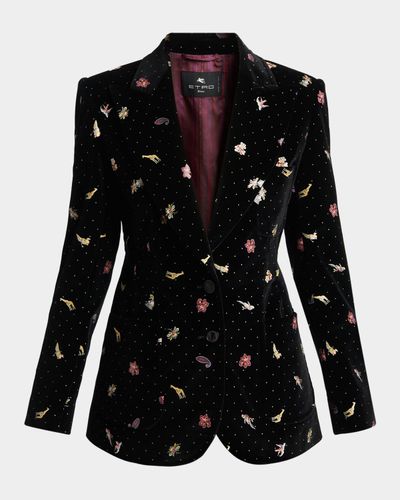 Etro Polka-Dot Velvet Single-Breasted Jacket