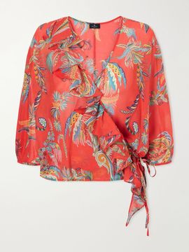 ETRO Ruffled printed cotton blouse