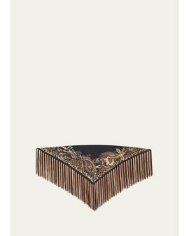Etro Silk Foulard Scarf with Fringe