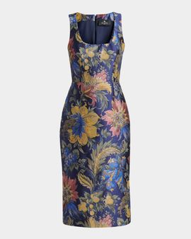 Etro Sleeveless Floral Jacquard Midi Dress