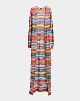 Etro Striped Open-Knit Long Cardigan