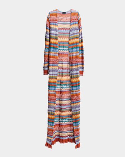 Etro Striped Open-Knit Long Cardigan