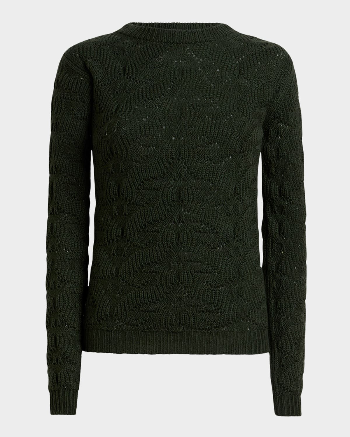 Etro Textured Pointelle Wool Crewneck Sweater