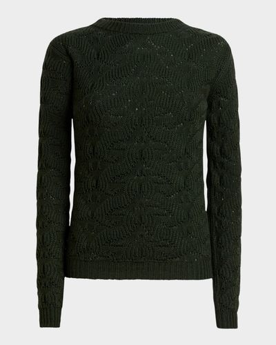 Etro Textured Pointelle Wool Crewneck Sweater