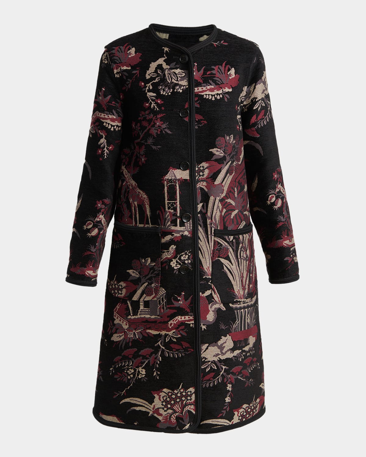 Etro Toile Brocade Single-Breasted Long Coat