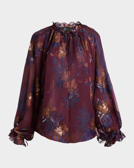 Etro Voluminous Floral Chiffon Blouse