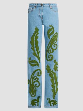 Etro Women's Embroidered Straight-Leg Jeans