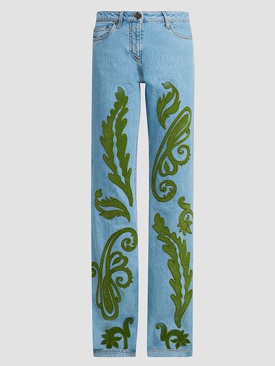 Etro Women's Embroidered Straight-Leg Jeans