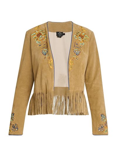 Etro Women's Embroidered Suede Fringe Jacket