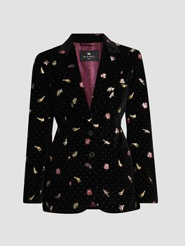 Etro Women's Embroidered Velvet Cotton-Blend Blazer