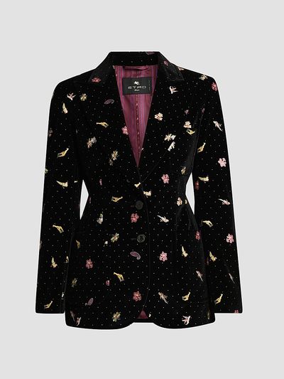 Etro Women's Embroidered Velvet Cotton-Blend Blazer